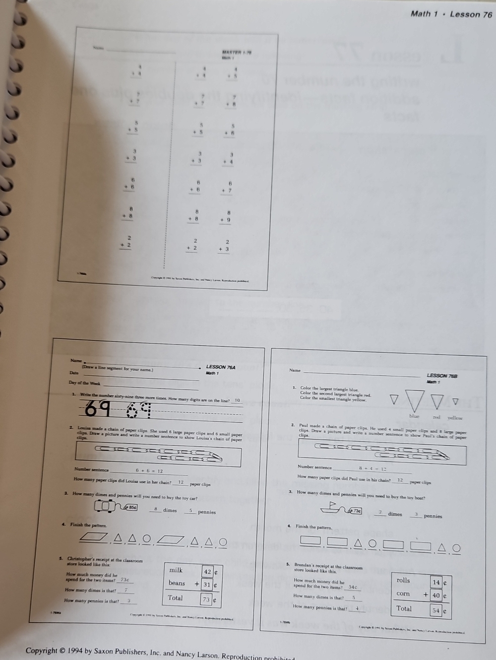 Saxon Math 1 - Picture 7 of 9